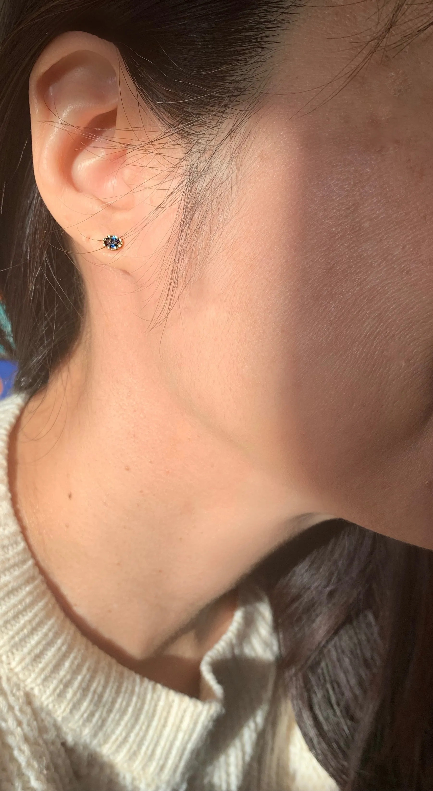 Bliss Oval Sapphire Single Stud Earring