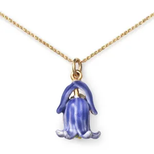 Blue Bell Pendant On 14k Gold Serpentine Chain
