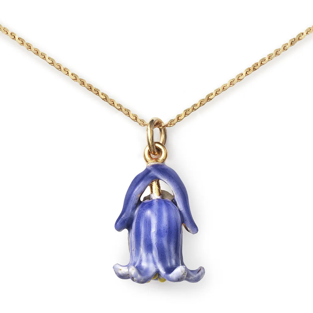 Blue Bell Pendant On 14k Gold Serpentine Chain