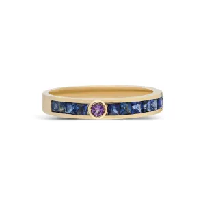 Blue Sapphire & Amethyst Mega Ray Stacker Ring
