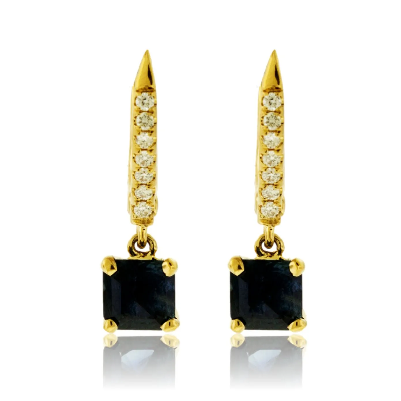 Blue Sapphire & Diamond Drop Earrings