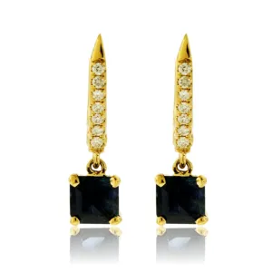 Blue Sapphire & Diamond Drop Earrings