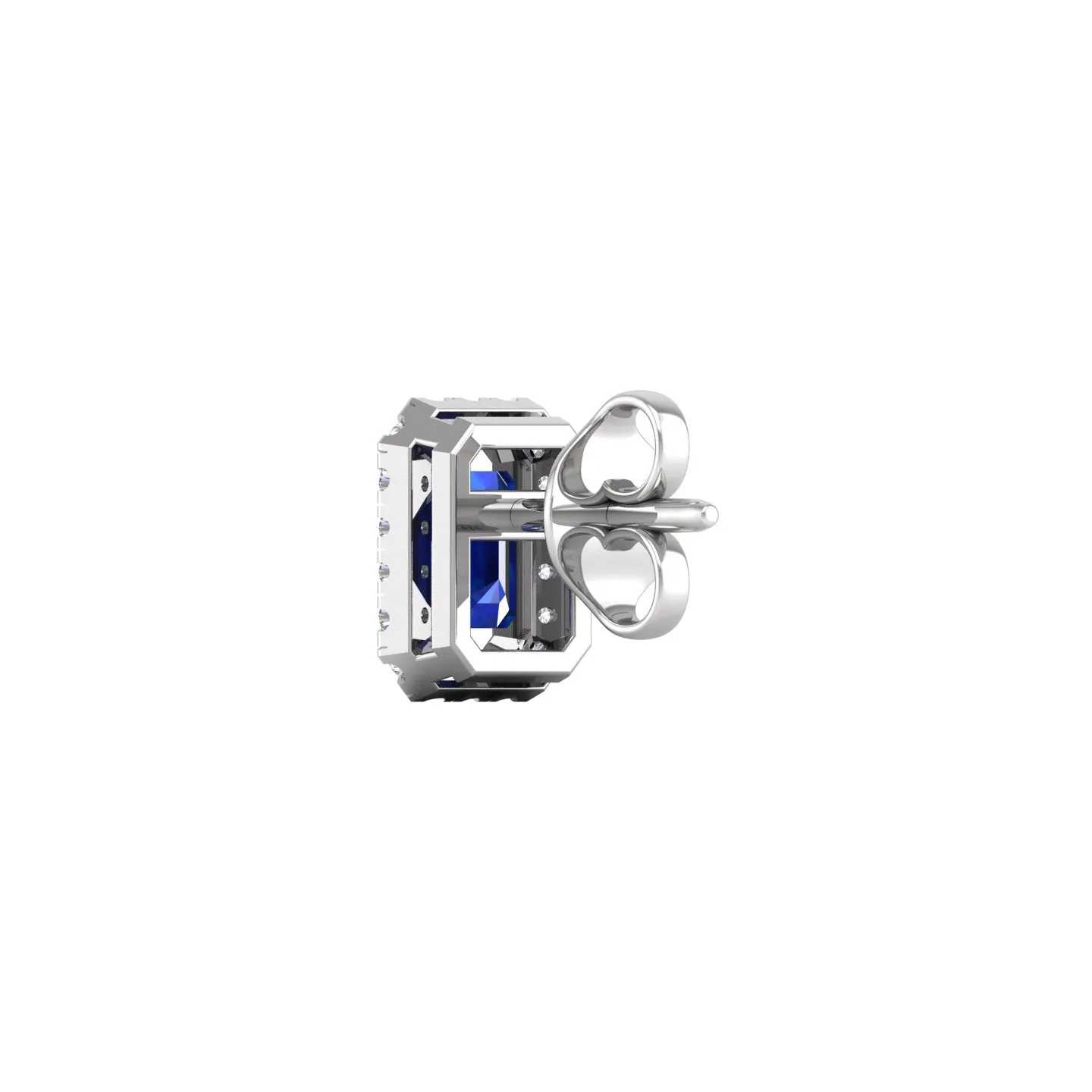 Blue Sapphire and Diamond Halo Stud Earrings