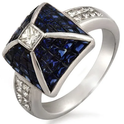 Blue Sapphire And Diamond Ring, 18k White Gold