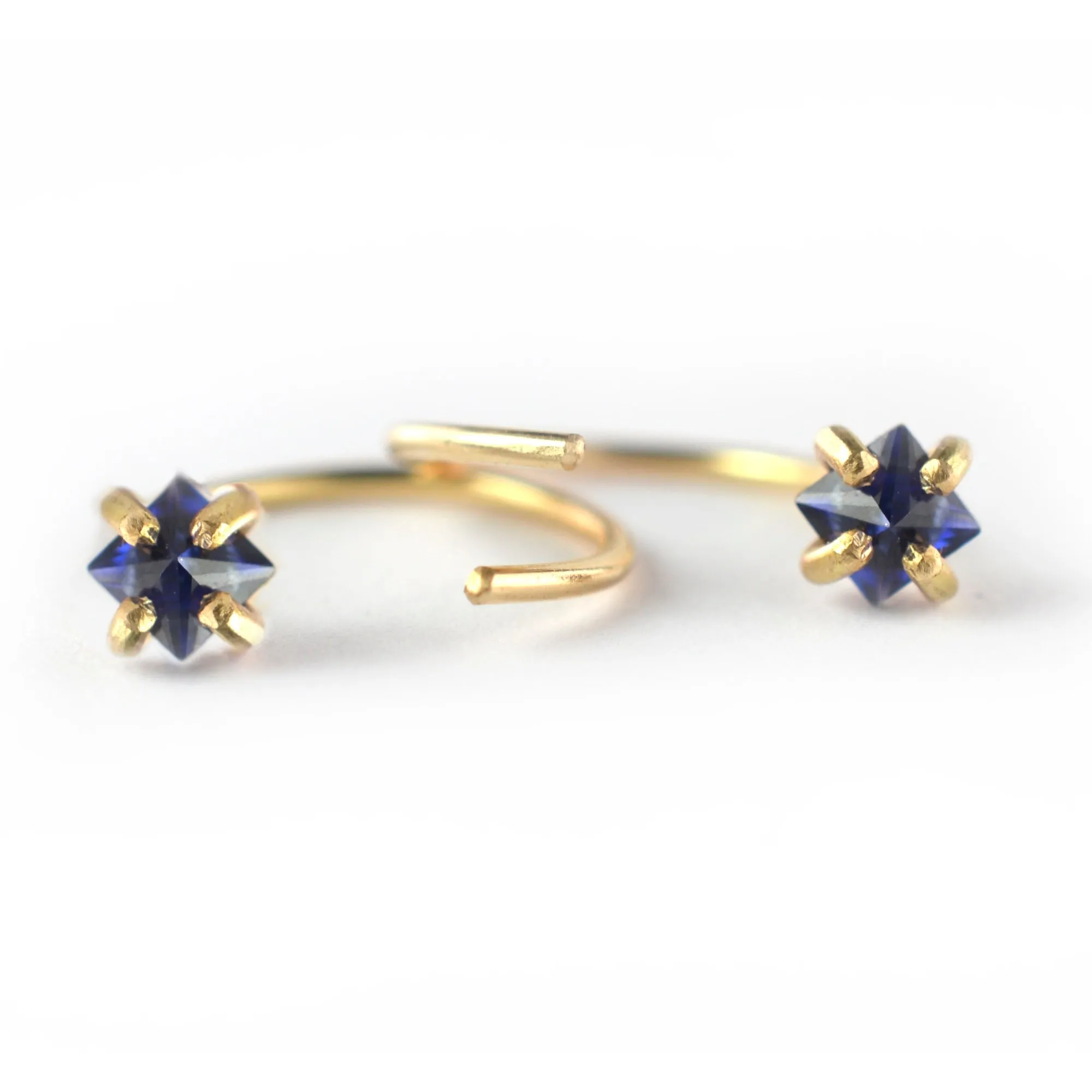 Blue Sapphire Ear Huggers