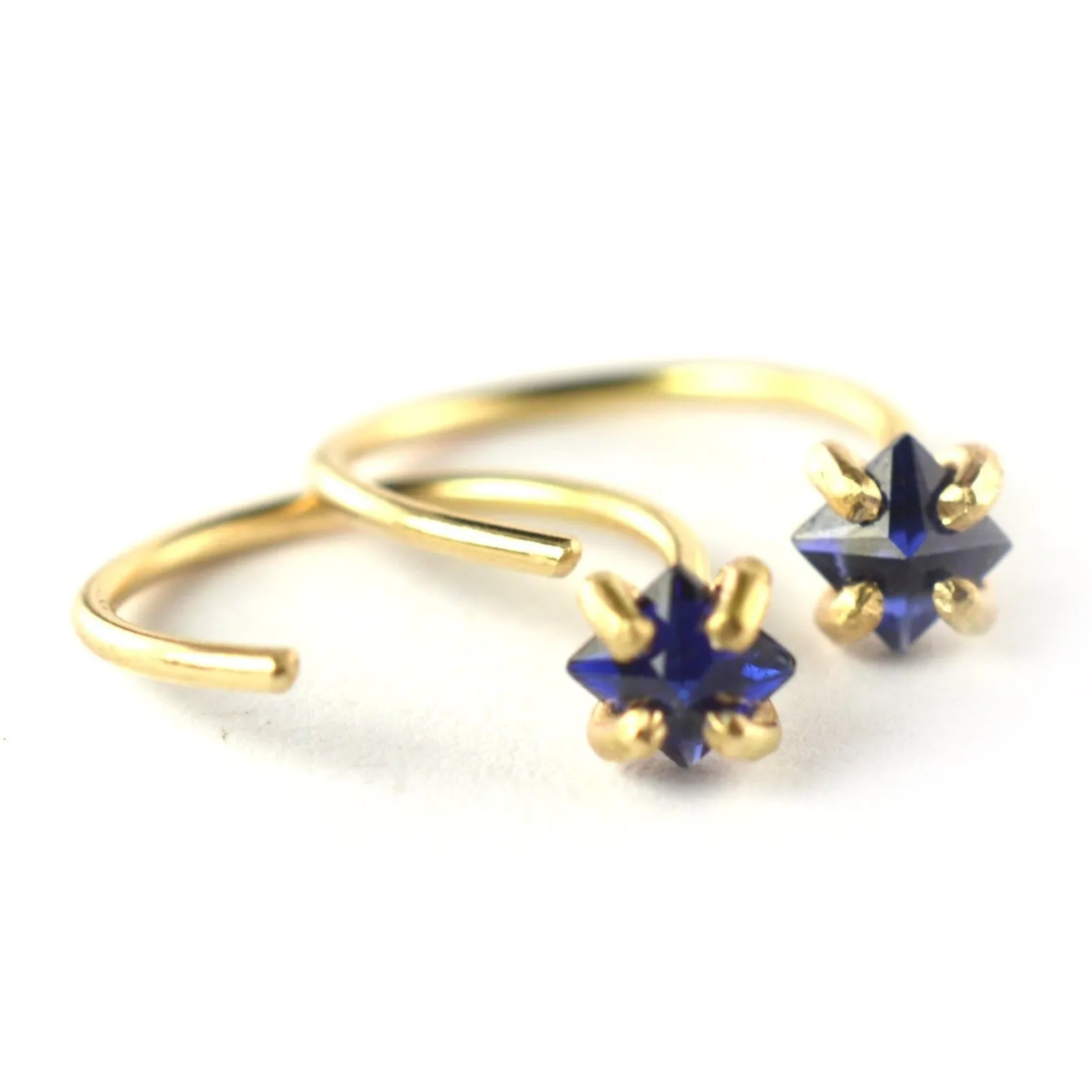 Blue Sapphire Ear Huggers