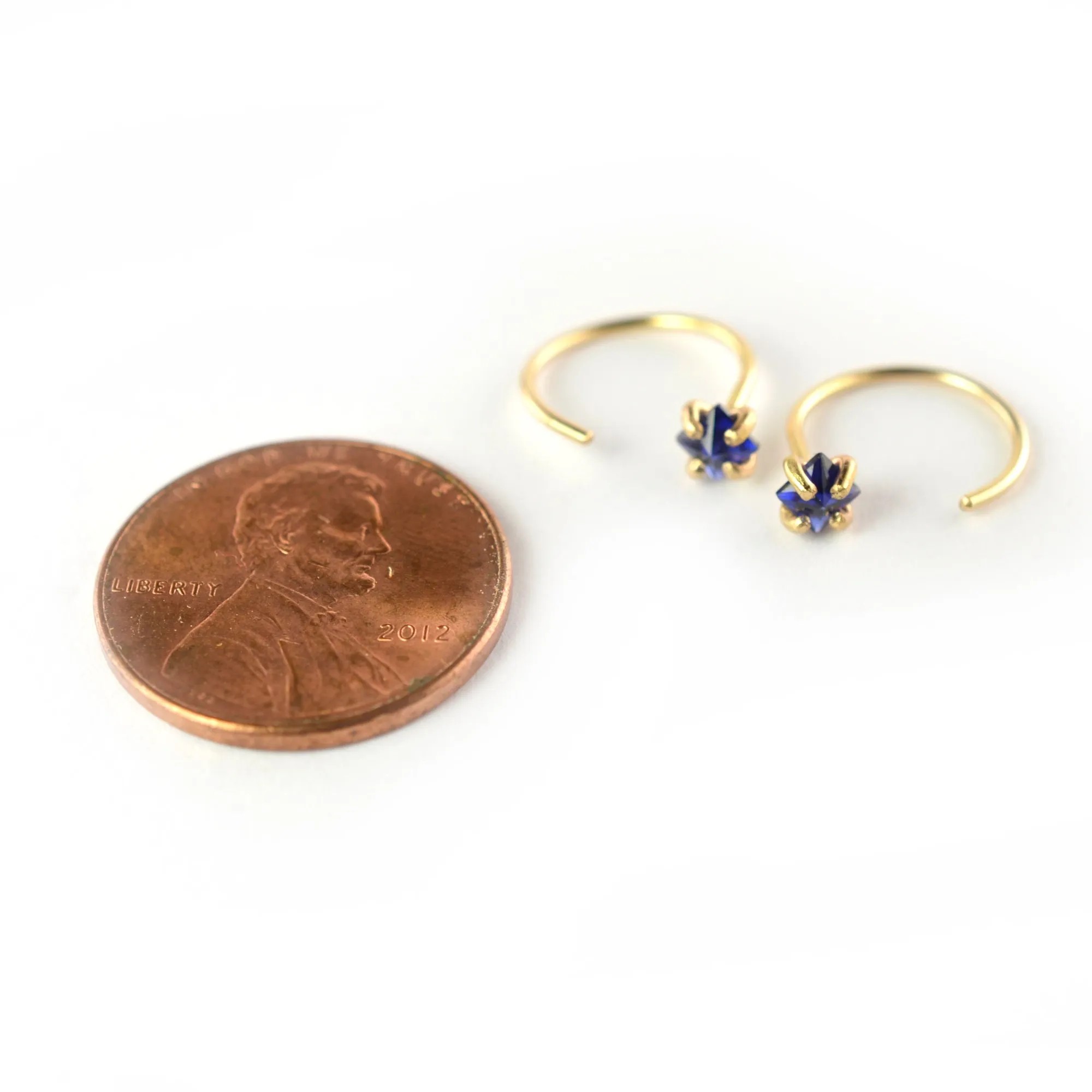 Blue Sapphire Ear Huggers