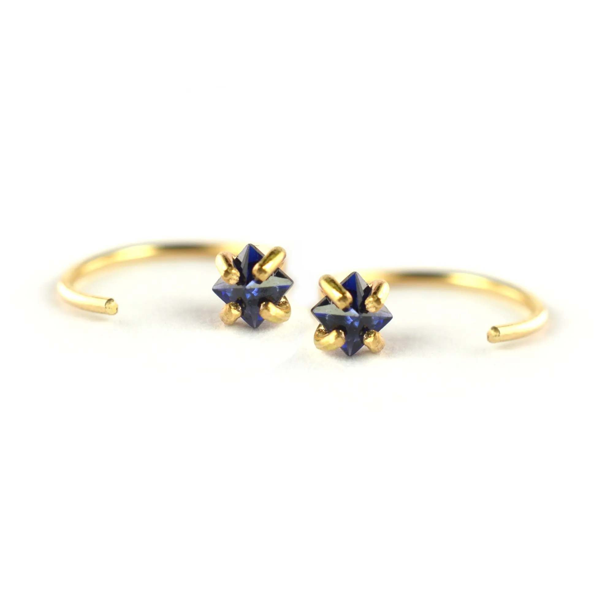 Blue Sapphire Ear Huggers