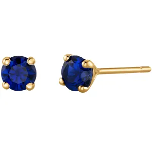 Blue Sapphire Petite Solitaire Stud Earrings 14K Yellow Gold