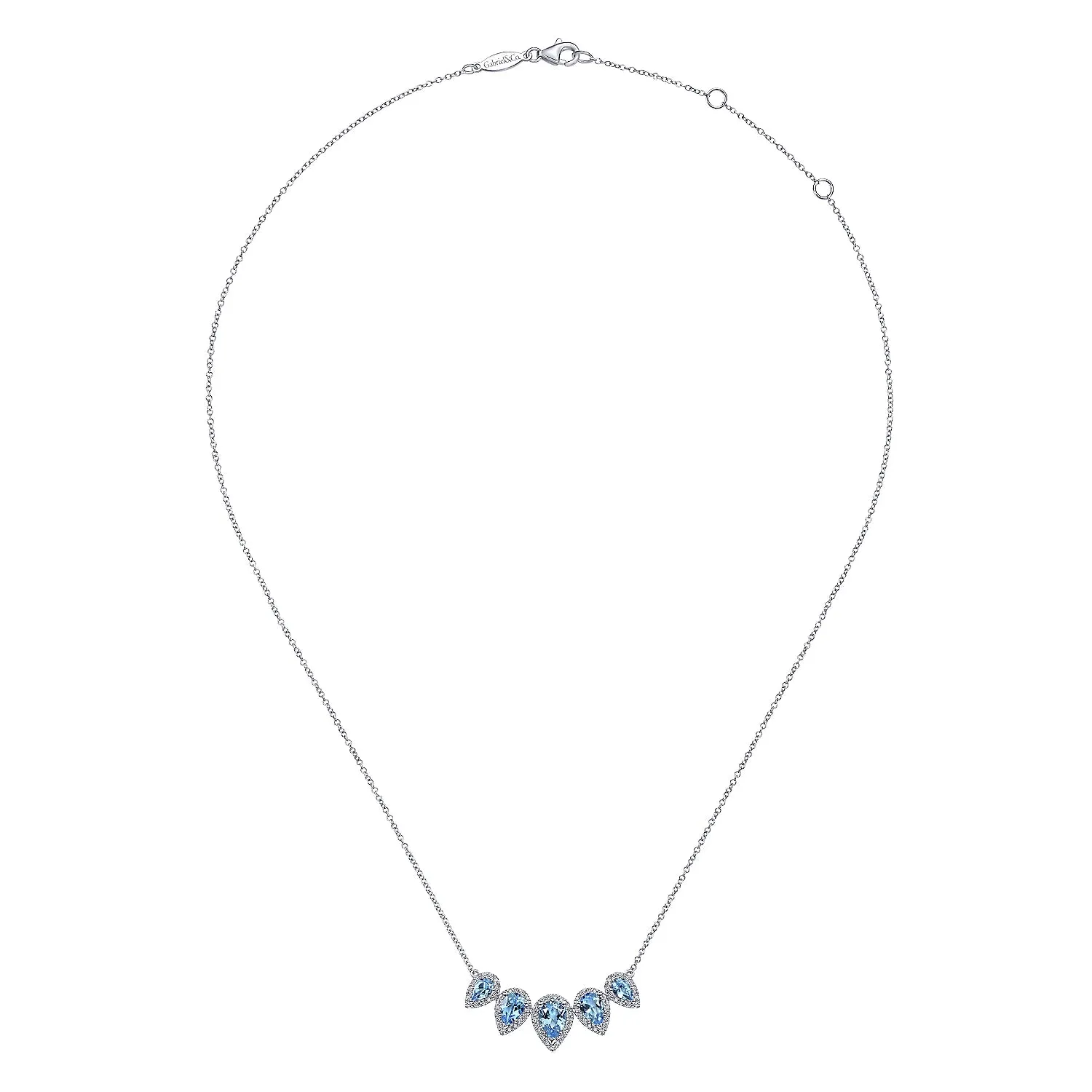 Blue Topaz and Diamond Halo Necklace