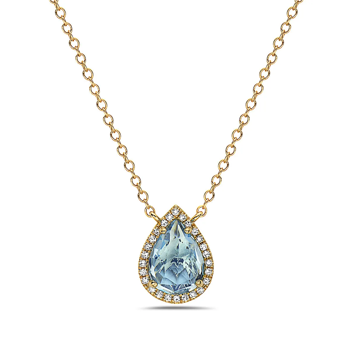 Blue Topaz And Diamond Halo Necklace