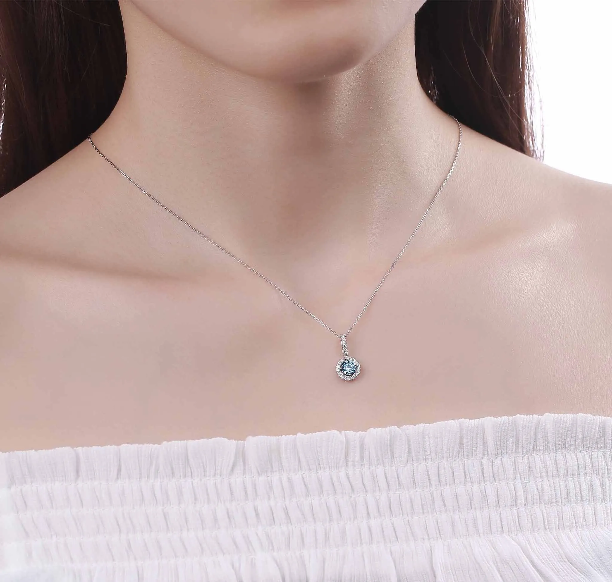 Blush Blue 0.66ctw Lab Grown Diamond Pendant <br> P-00475BLU