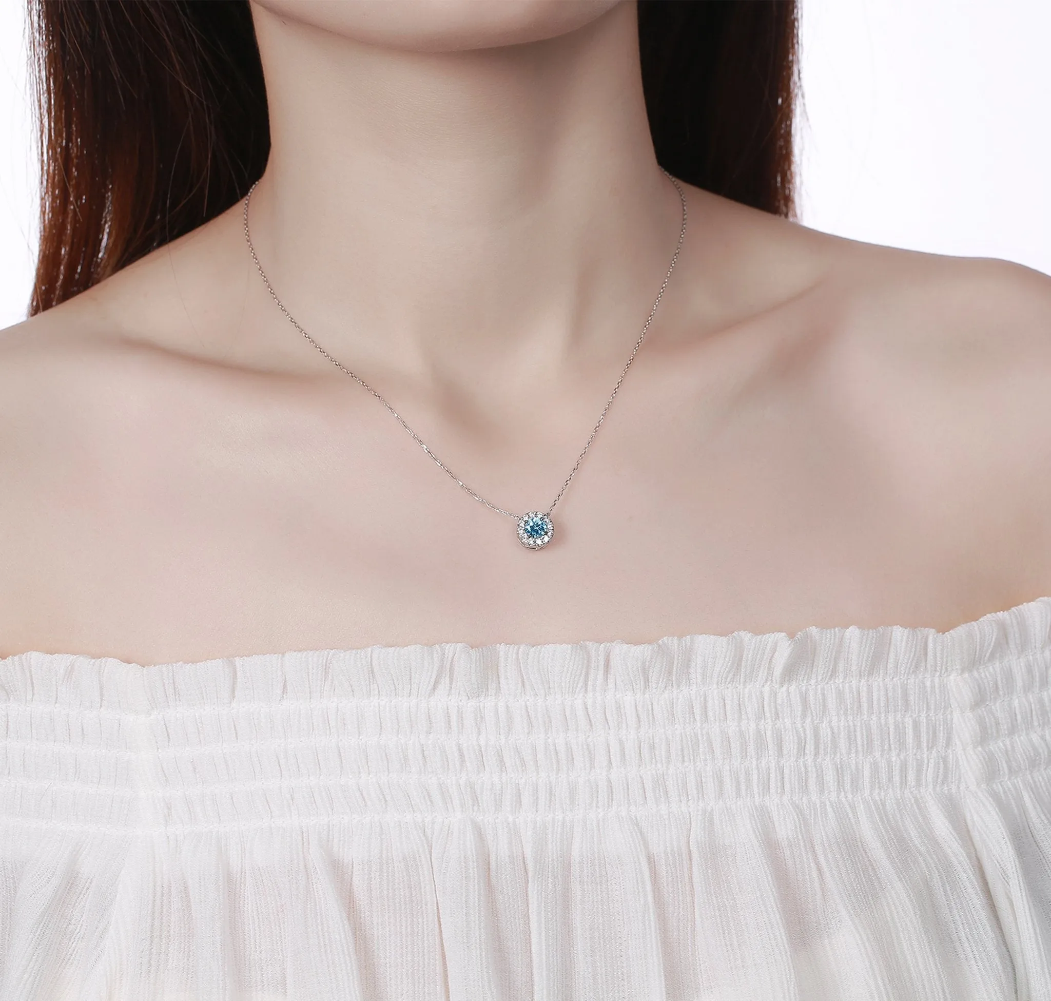 Blush Blue 0.74ctw Lab Grown Diamond Necklace <br> NL-00092BLU