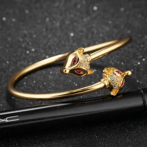Bridal Glossy Diamond Open Plate 18K Gold Bracelet