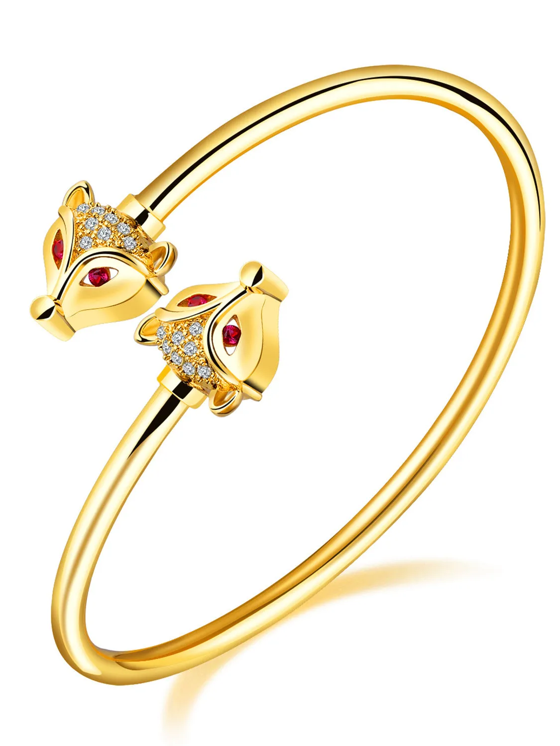 Bridal Glossy Diamond Open Plate 18K Gold Bracelet