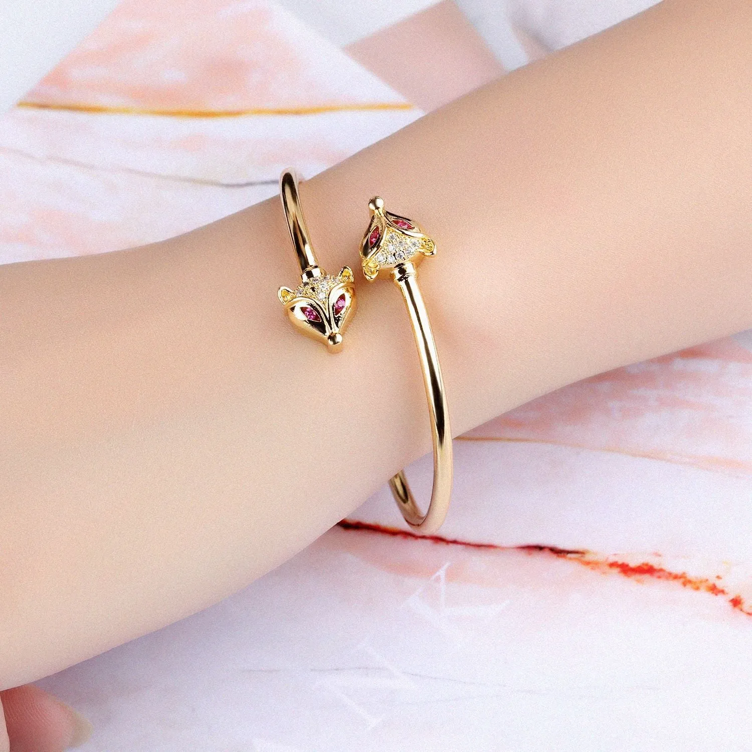 Bridal Glossy Diamond Open Plate 18K Gold Bracelet