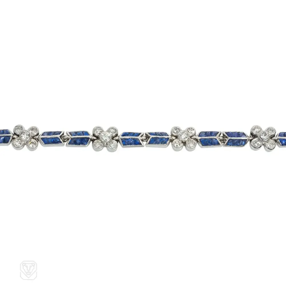 Calibre sapphire and diamond florette bracelet