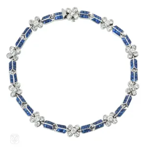 Calibre sapphire and diamond florette bracelet
