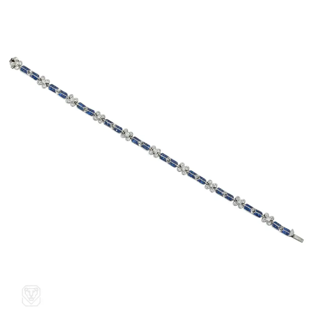 Calibre sapphire and diamond florette bracelet