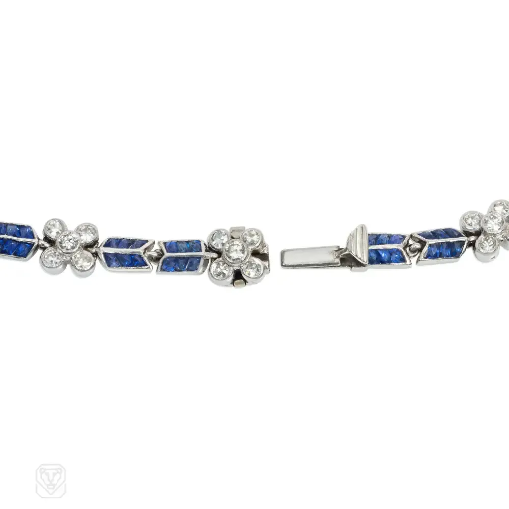 Calibre sapphire and diamond florette bracelet