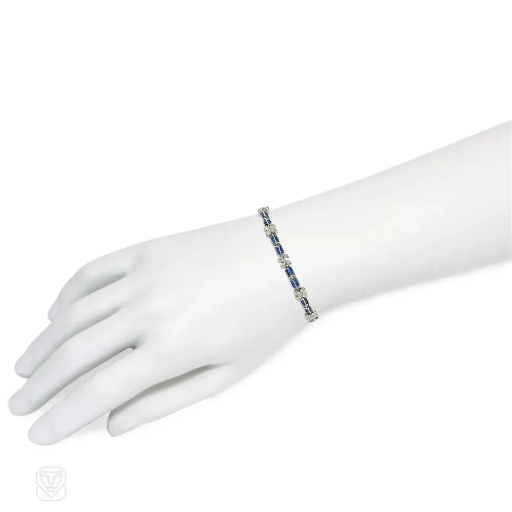 Calibre sapphire and diamond florette bracelet