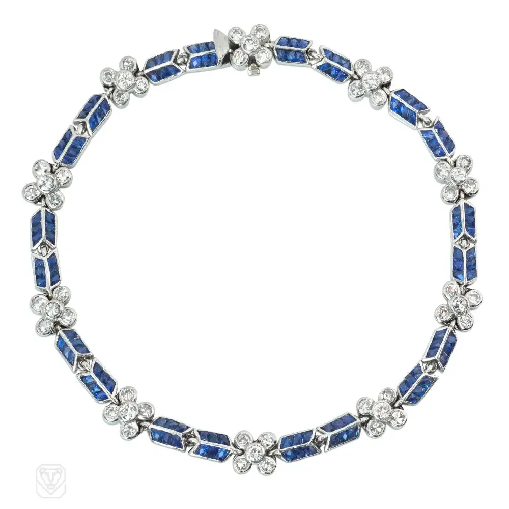 Calibre sapphire and diamond florette bracelet