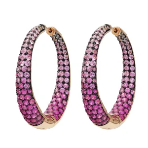 Candied Pebble Flow Pink Sapphire Hoop Earrings