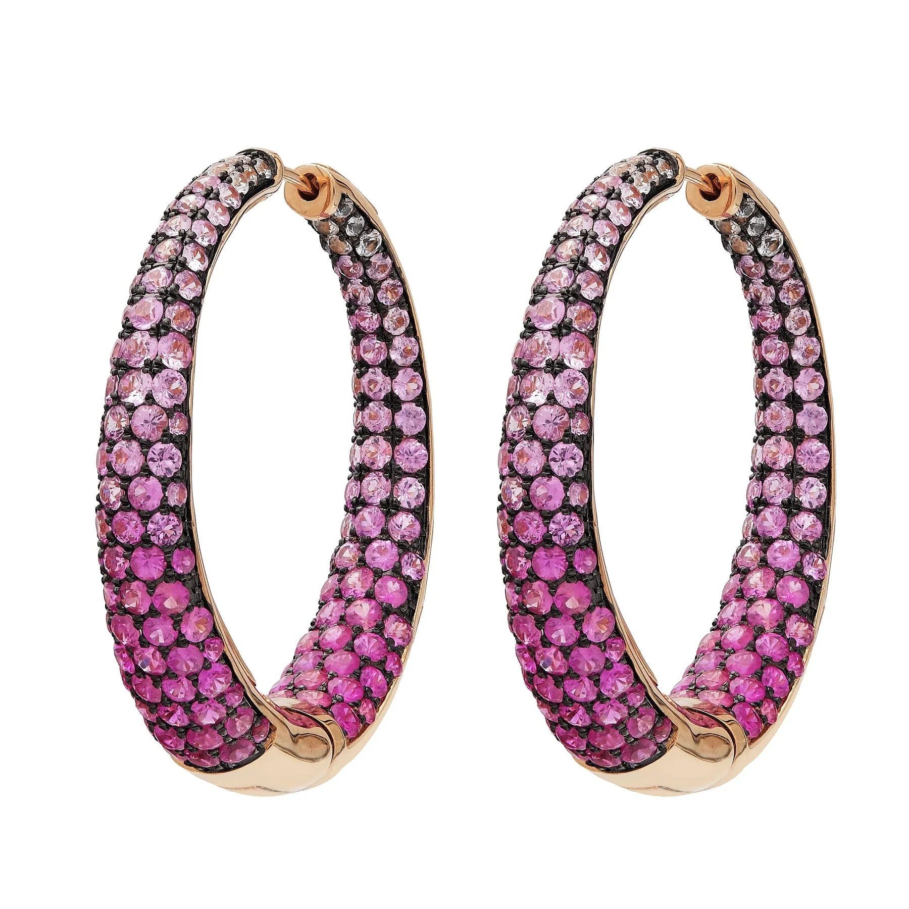 Candied Pebble Flow Pink Sapphire Hoop Earrings