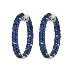 Candied Pebble Sprinkle Sapphire Blue Sapphire Hoop Earrings