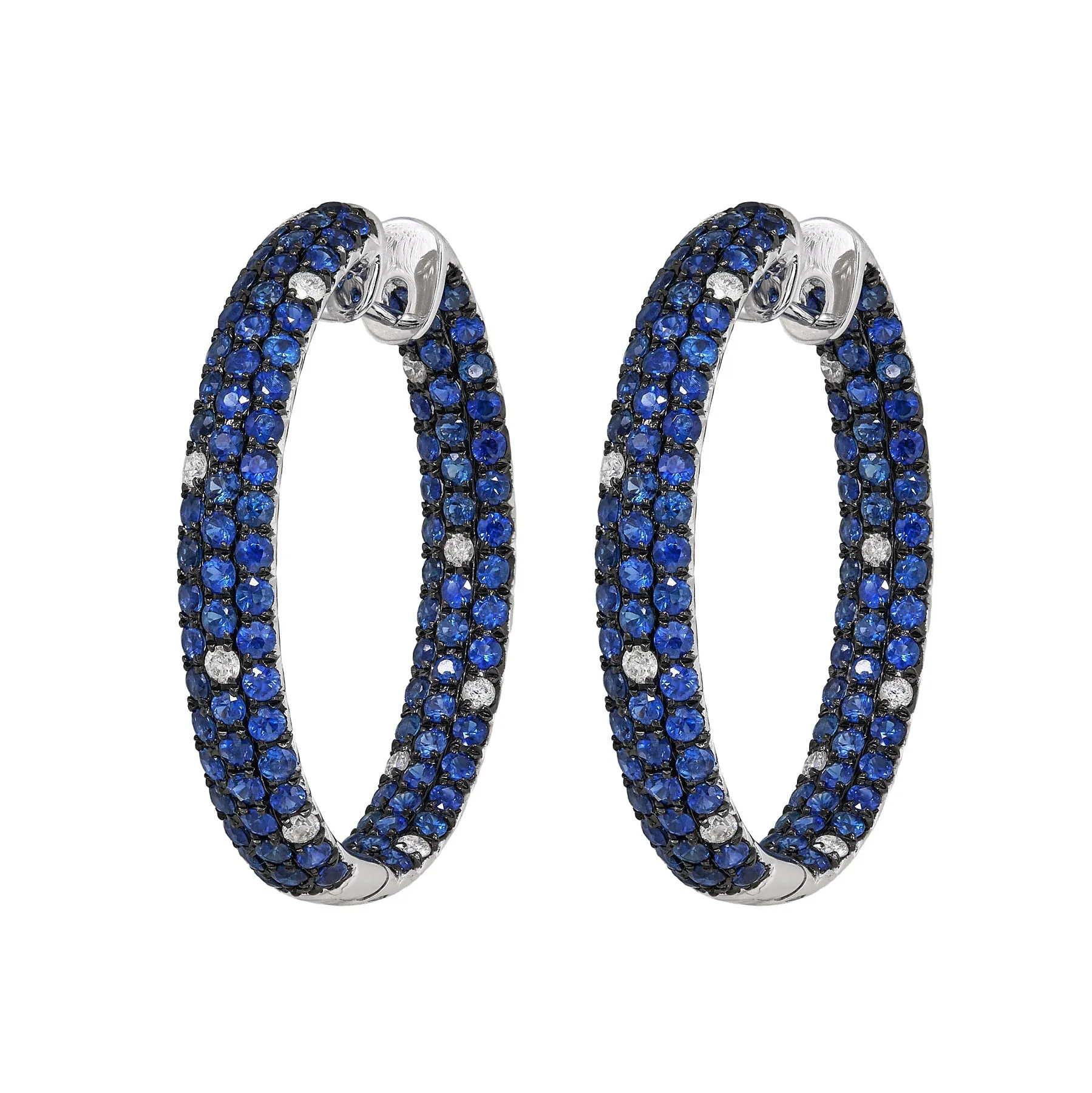 Candied Pebble Sprinkle Sapphire Blue Sapphire Hoop Earrings