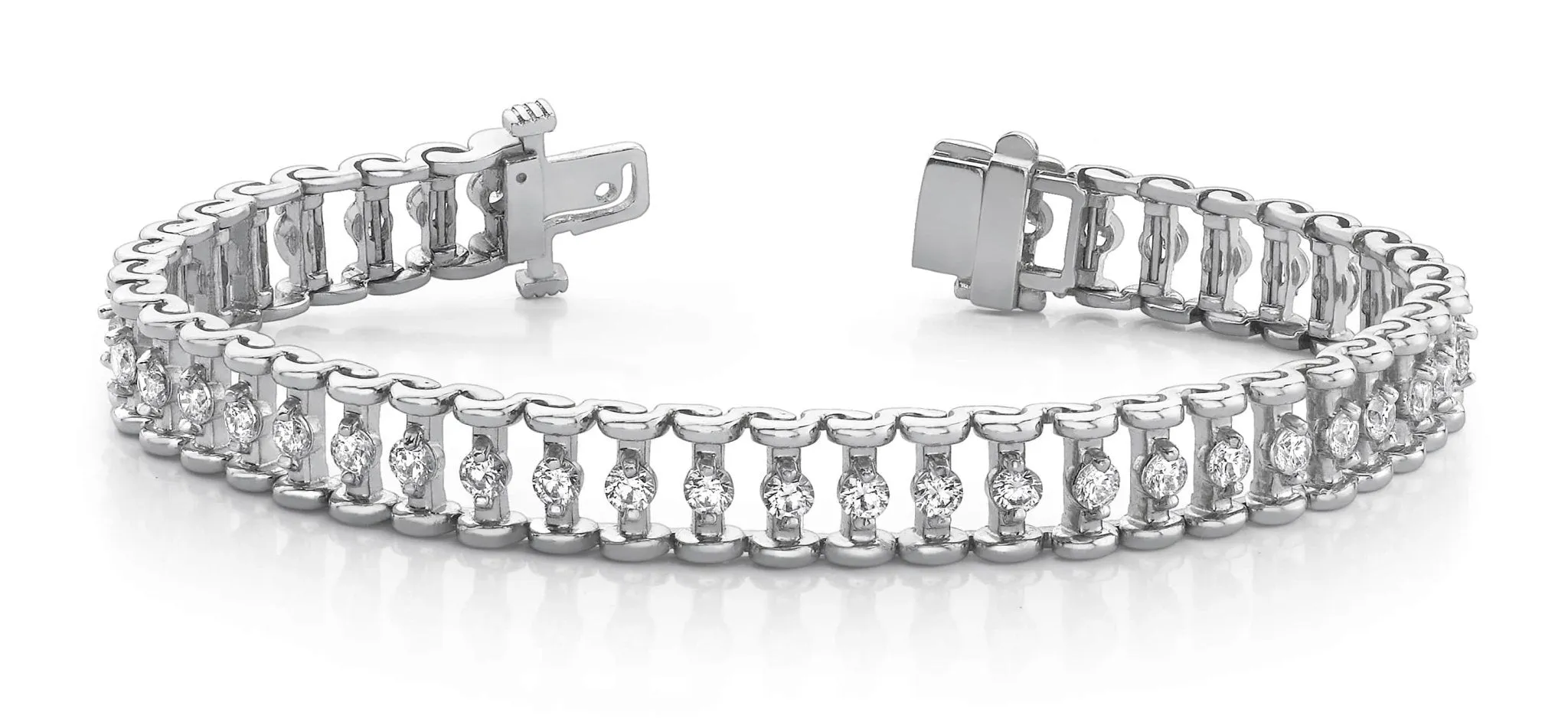 Candlestick Link Diamond Bracelet with 5.04 ct.(finished) 3.1mm