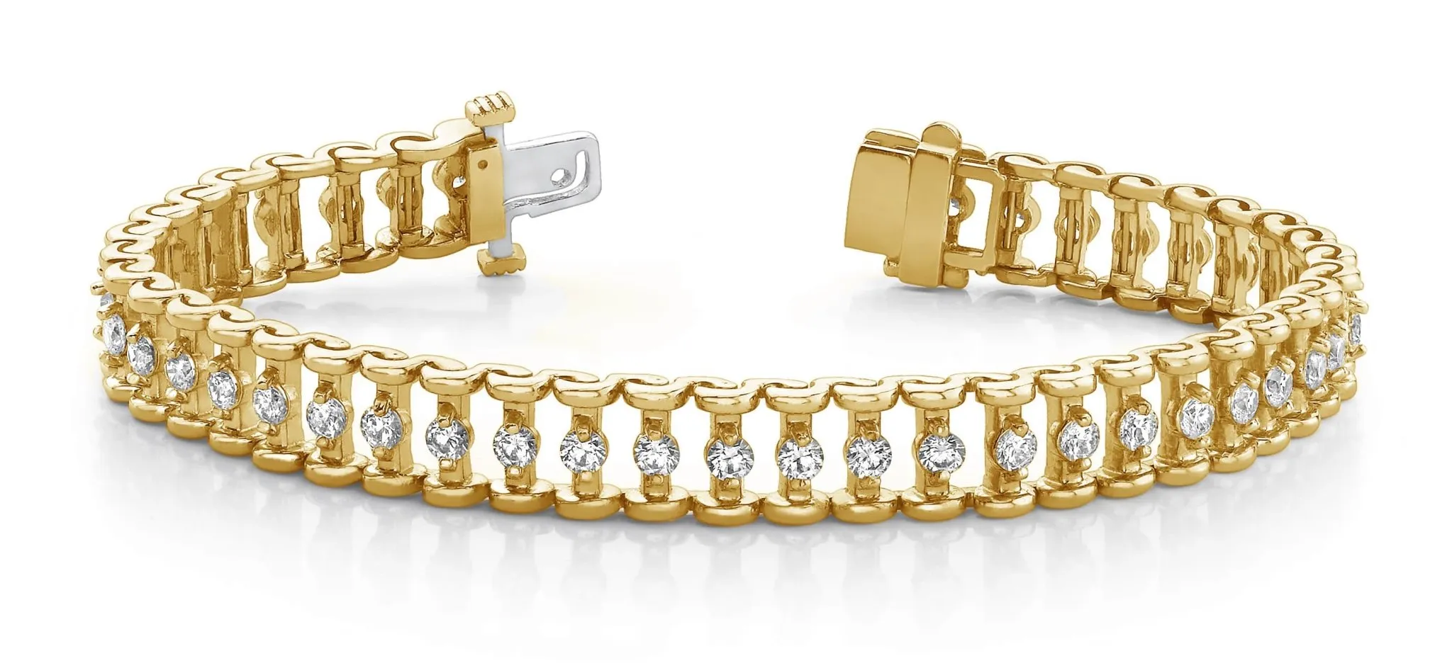 Candlestick Link Diamond Bracelet with 5.04 ct.(finished) 3.1mm