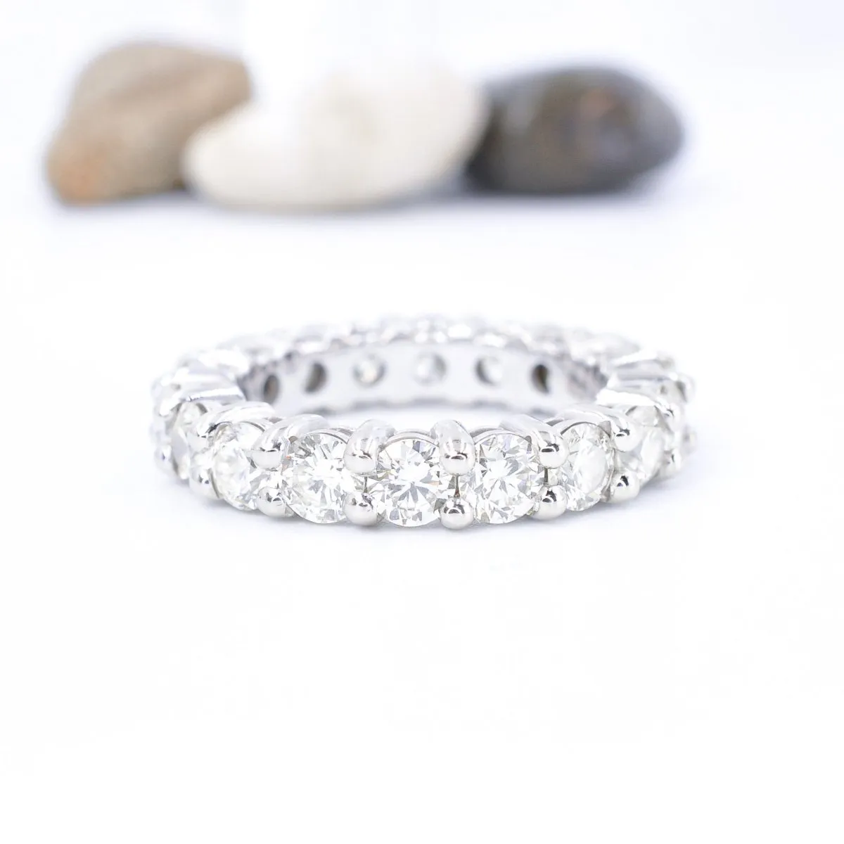 Captivating 4.00 CT Round cut Diamond Eternity Ring in 14KT White Gold
