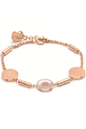 Carlette, La Belle bracelet, Natural Mother Pearl, Stainless Steel, Rose Gold & Rhodium Plated, Modular, Swiss Innovation, Combine, Earrings, Carlettes & Necklace