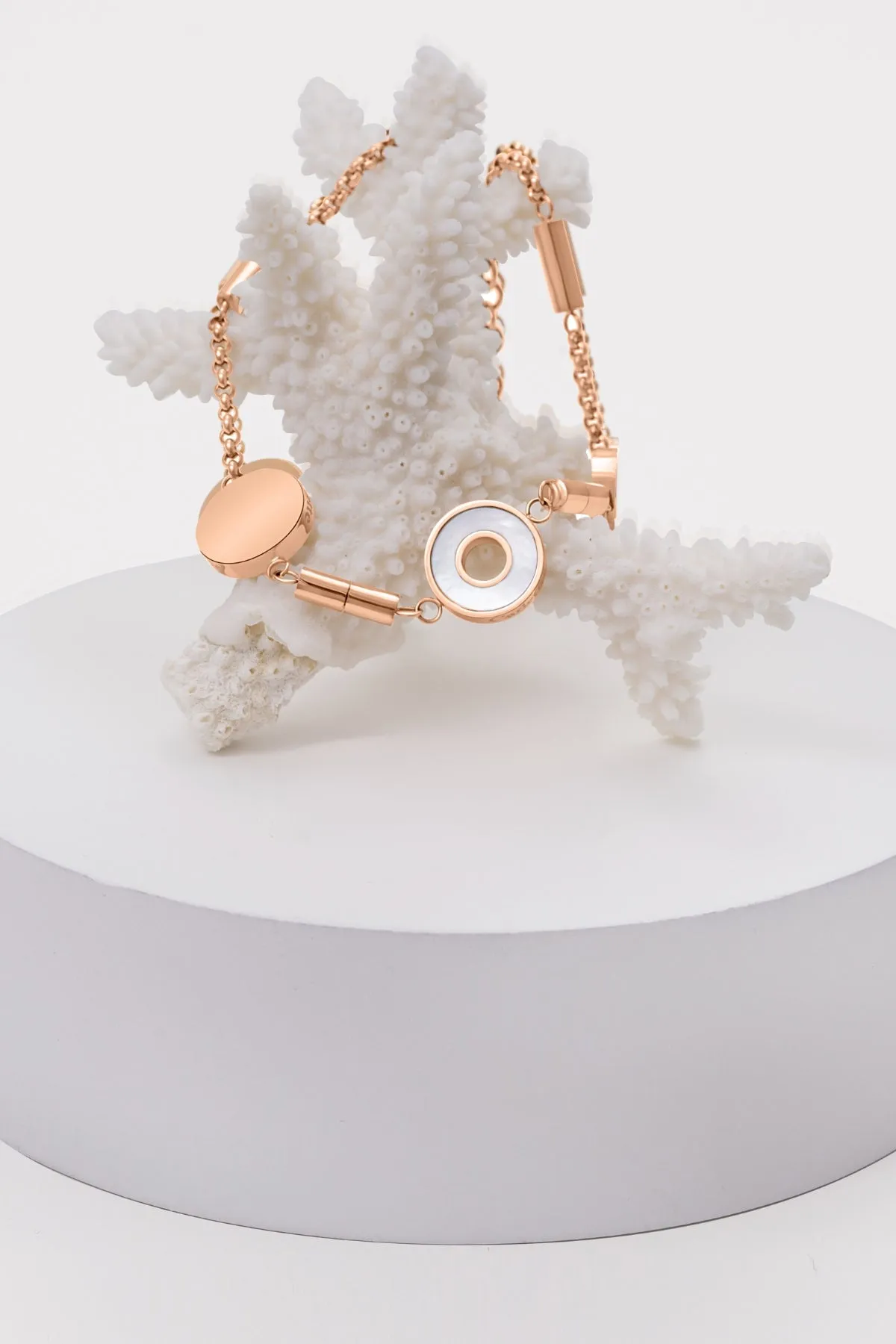 Carlette, La Belle bracelet, Natural Mother Pearl, Stainless Steel, Rose Gold & Rhodium Plated, Modular, Swiss Innovation, Combine, Earrings, Carlettes & Necklace
