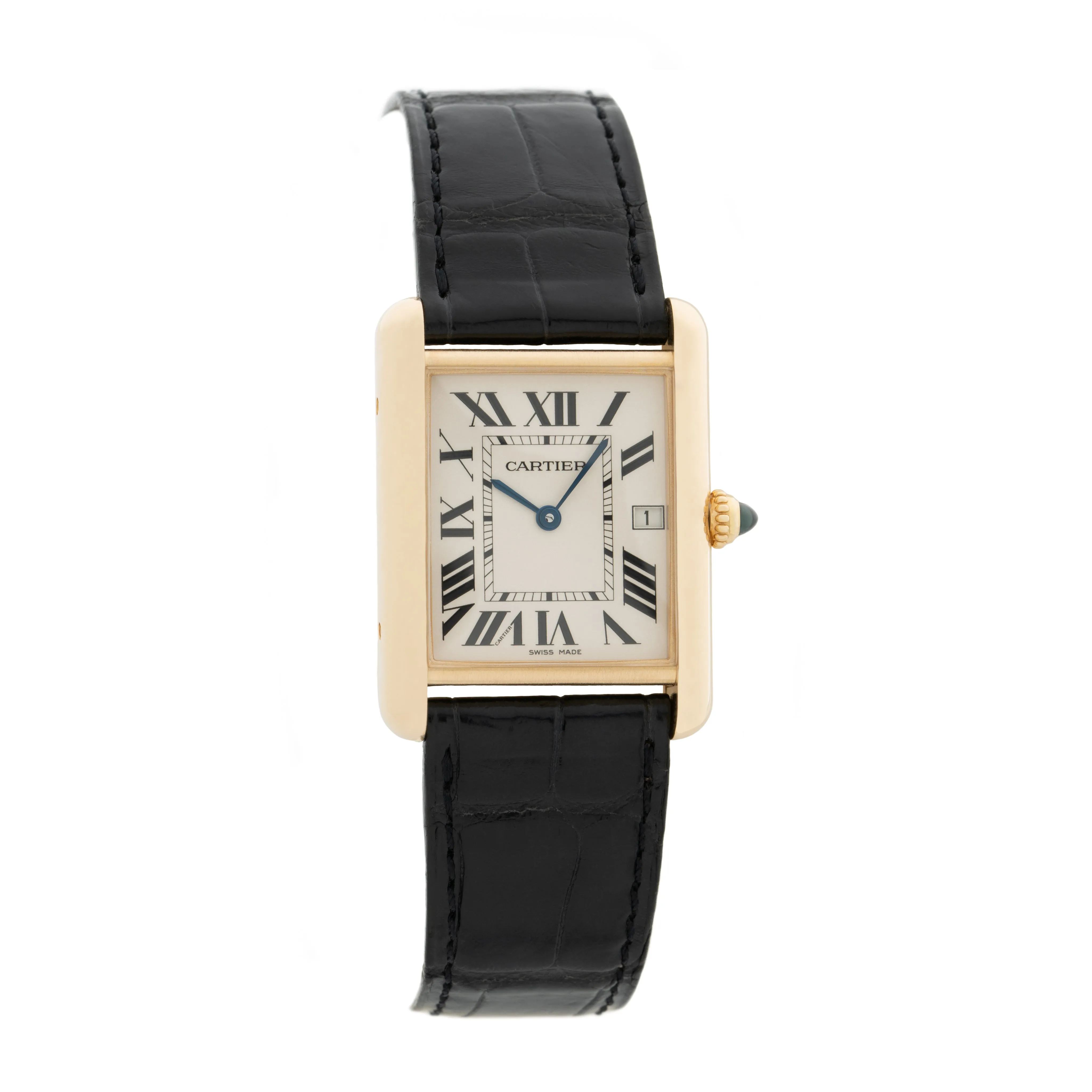 CARTIER 18 KARAT YELLOW GOLD TANK LOUIS MODEL 2441 WITH DATE c.1990s