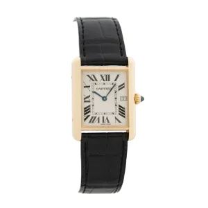 CARTIER 18 KARAT YELLOW GOLD TANK LOUIS MODEL 2441 WITH DATE c.1990s