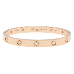 Cartier 18K Rose Gold 10 Diamond Love Bracelet