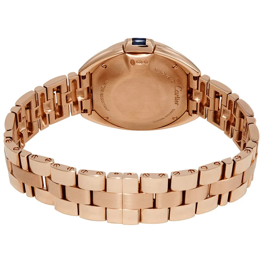 Cartier Cle Silver Flinque Dial 18kt Pink Gold Diamond Ladies Watch WJCL0003