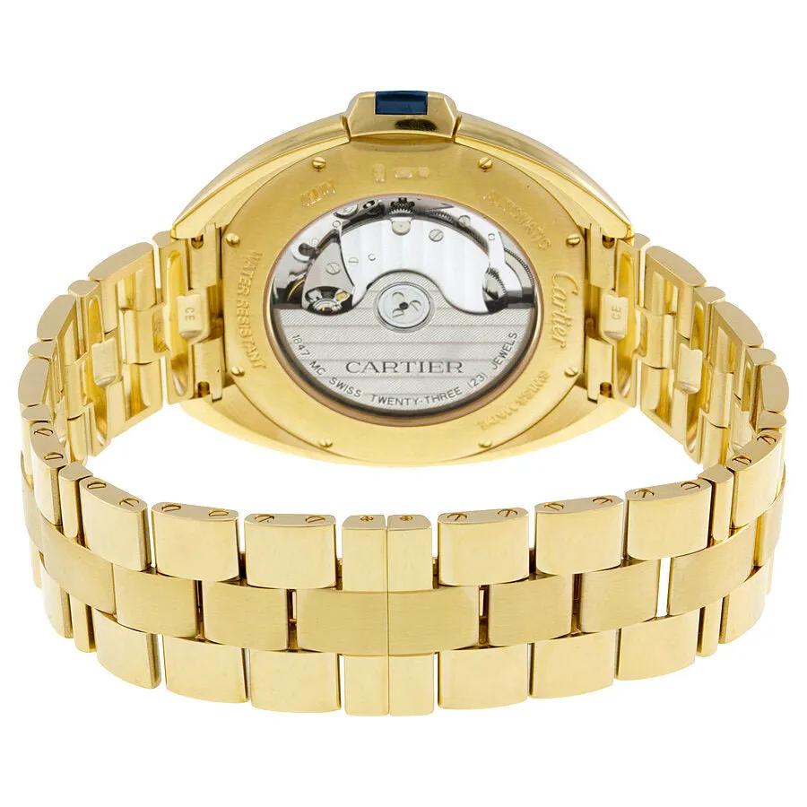 Cartier Cle Silvered Flinque Dial 18kt Yellow Gold Men's Watch WGCL0003