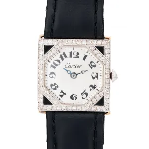 Cartier, Paris Art Deco 1920's Diamond & Onyx Wrist Watch in Platinum