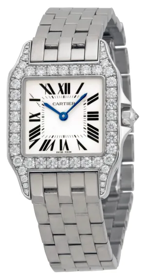 Cartier Santos Demoiselle 18kt White Gold Diamond Large Ladies Watch WF9004Y8