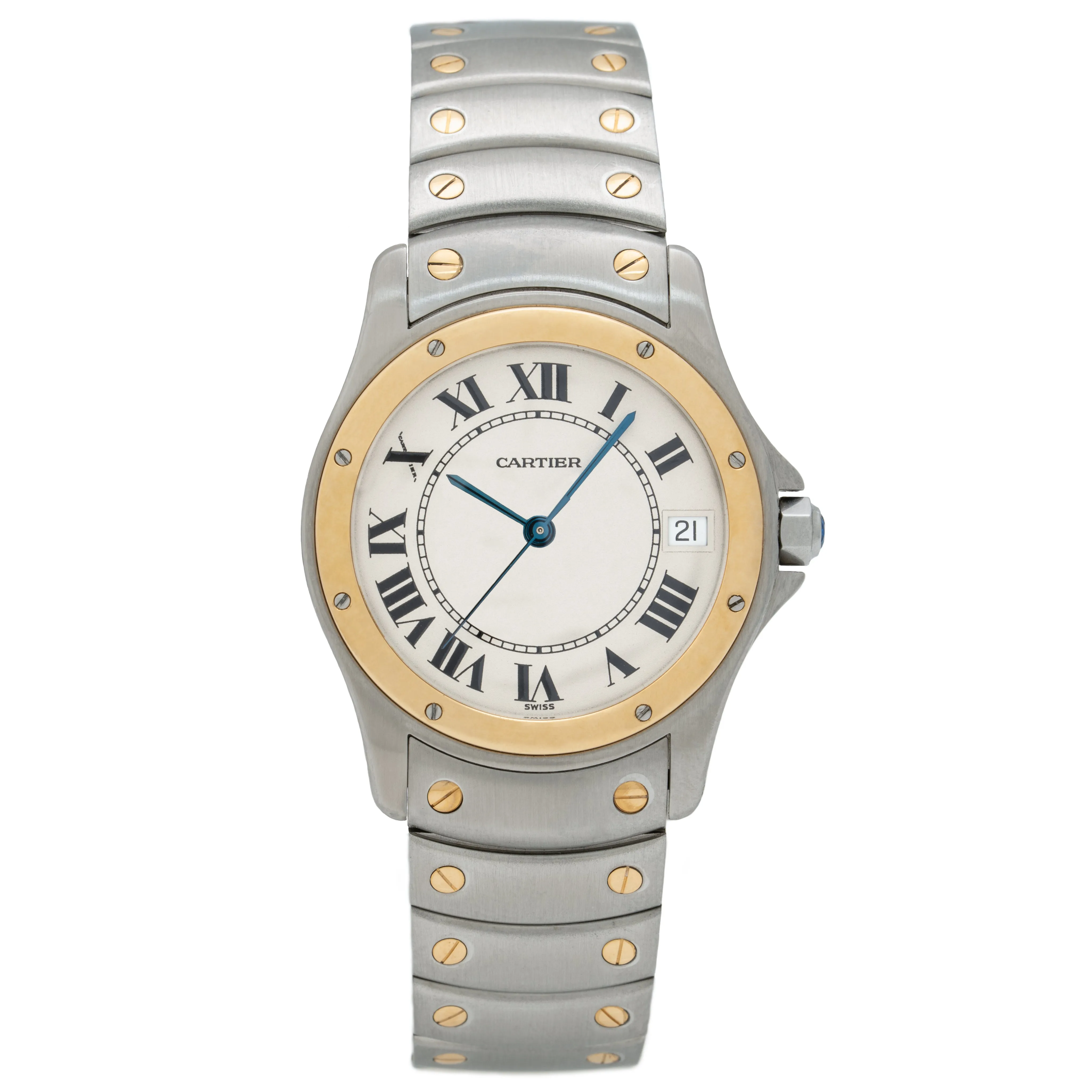 CARTIER SANTOS RONDE 18 KARAT YELLOW GOLD AND STAINLESS STEEL MODEL 1910