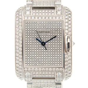 Cartier Tank Anglaise Diamond Pave 18kt White Gold Automatic Men's Watch HPI00561