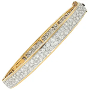 Cartier Vintage 5.85 CTW Diamond Platinum 18 Karat Yellow Gold Pavé Vintage Bangle Bracelet