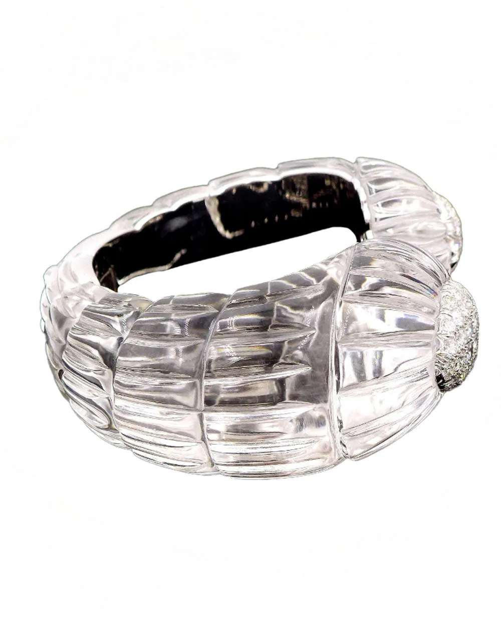 Carved Crystal Flower Cuff