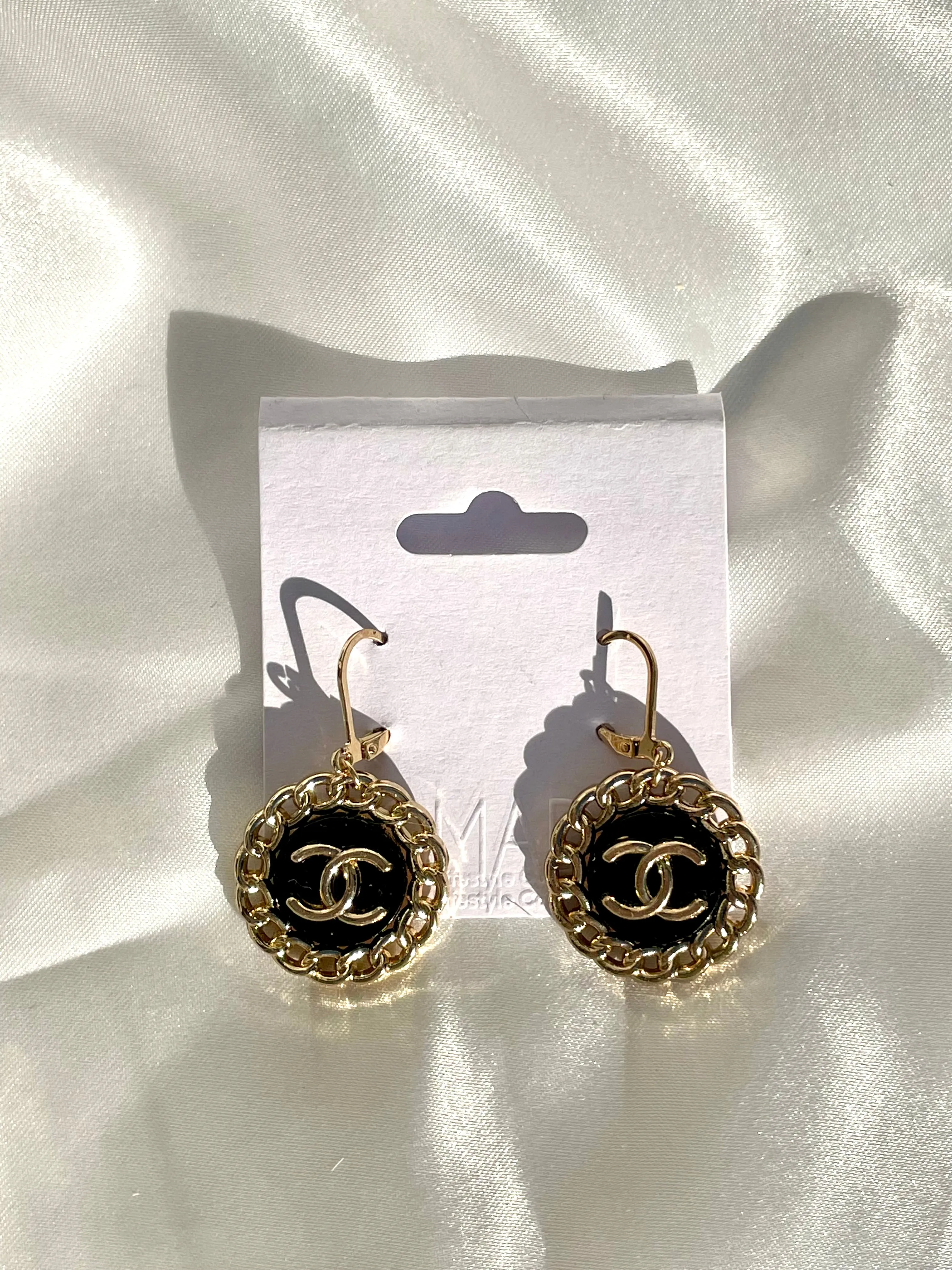 CC Halo Drop Earrings- BLACK