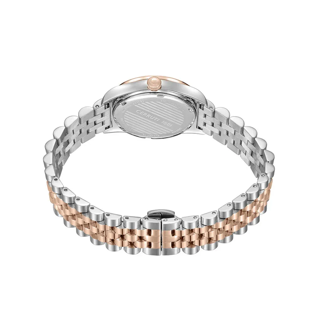 Cerruti 1881 Baccio Ladies Brown MOP Dial Stailess Steel Silver Rose Gold Watch