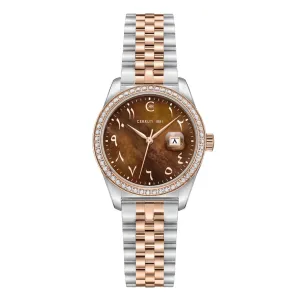 Cerruti 1881 Baccio Ladies Brown MOP Dial Stailess Steel Silver Rose Gold Watch