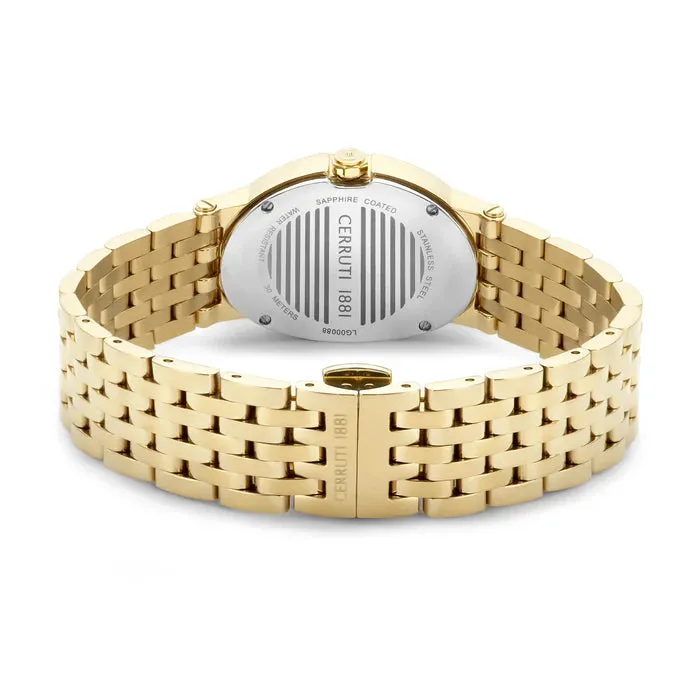 Cerruti 1881 Norcia Ladies Green Dial Stainless Steel Gold Plated Watch